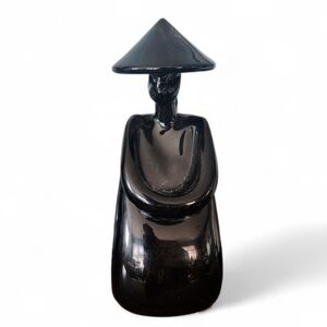 ARCHIMEDE SEGUSO MURANO Glass Chinese Figurine Chinese Kneeling Black